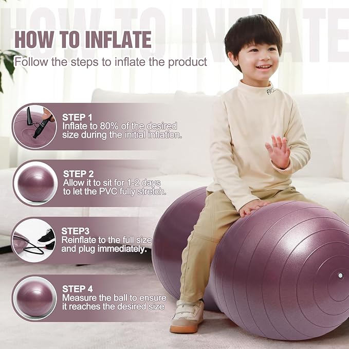 INPANY Peanut Ball - Exercise Ball for Labor Birthing, Anti-Burst Physical Therapy for Kids, Core Strength, Flexible Seating, Home & Gym Fintness, Sensory Chair Wiggle Seat for Girls and Boys