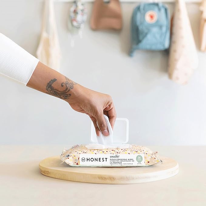 The Honest Company Clean Conscious Multi-Use Wipes | Hypoallergenic + Unscented for Sensitive Skin | Over 99% Water, Compostable, Plant Based, Baby Wipes | Terrazzo, 36 Count
