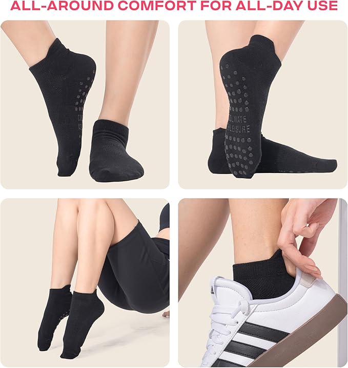 CoolMate Pilates Socks with Grips for Women, Yoga Socks, Crew Non Slip Women for Workout, Barre, Pilates Gifts