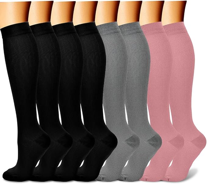 CHARMKING Compression Socks for Women & Men Circulation (8 Pairs) 15-20 mmHg is Best Support for Athletic Running,Hiking