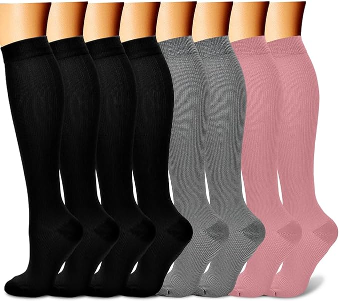 CHARMKING Compression Socks for Women & Men Circulation (8 Pairs) 15-20 mmHg is Best Support for Athletic Running,Hiking