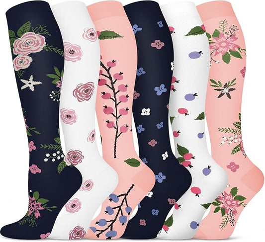 Graduated Compression Socks for Women&Men 20-30mmhg Knee High Socks Travel Hiking Running Stocking