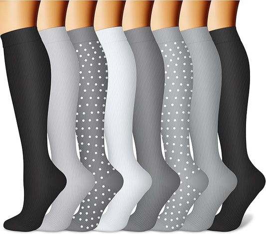 CHARMKING Compression Socks for Women & Men Circulation (8 Pairs) 15-20 mmHg is Best Support for Athletic Running,Hiking