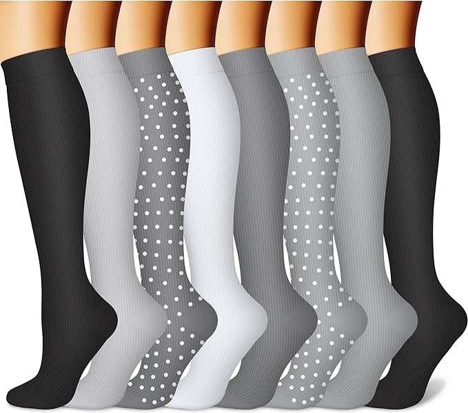 CHARMKING Compression Socks for Women & Men Circulation (8 Pairs) 15-20 mmHg is Best Support for Athletic Running,Hiking