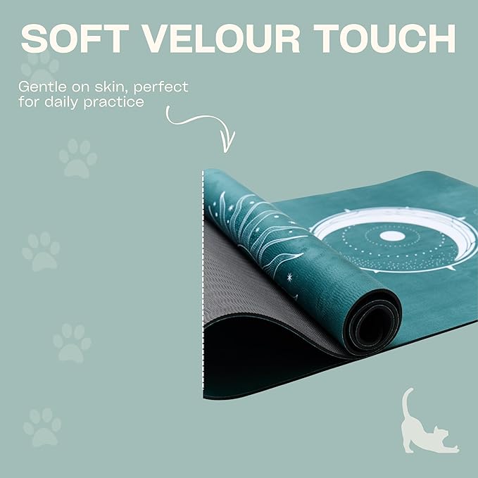 Yoga Mat 5mm Non Slip Suede & TPE - Eco-Friendly Fitness & Exercise Mat for Home Gym, Pilates, Gaiam, Hot Yoga, and Meditation - Lightweight Durable 72 x 24 inch Workout Mat for Women & Men