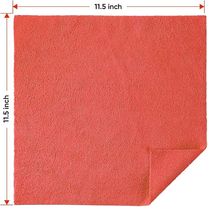 HOMEXCEL Red Shop Towels 100 Pack, Reusable Microfiber Cleaning Cloth Bulk, Multipurpose Microfiber Towels for Car, House and Kitchen, Highly Absorbent Cleaning Rags 11.5 x 11.5 inch