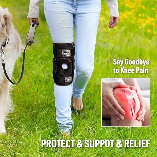 NITEEN Hinged Knee Brace for Knee Pain with Side Stabilizers Knee Braces for Women Men Adjustable Knee Pad for Meniscus Tear Plus Size Compression Patella Gel Pads Knee Support for ACL, MCL