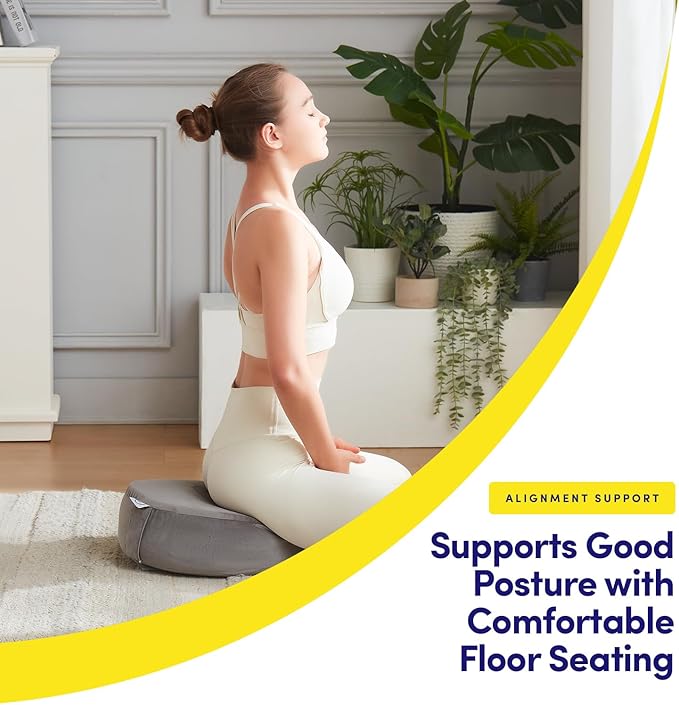 Meditation Cushion Bolster Pillow for Restorative Yoga – Supportive Cushion for Meditation, Pilates, and Relaxation – Filled with Buckwheat Hulls - Removable Cover