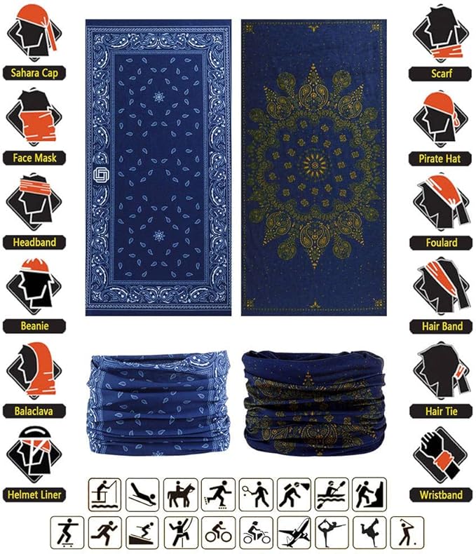 Headband Neck Gaiter Head Wrap Headwear Face Mask Magic Scarf Bandana for Men and Women