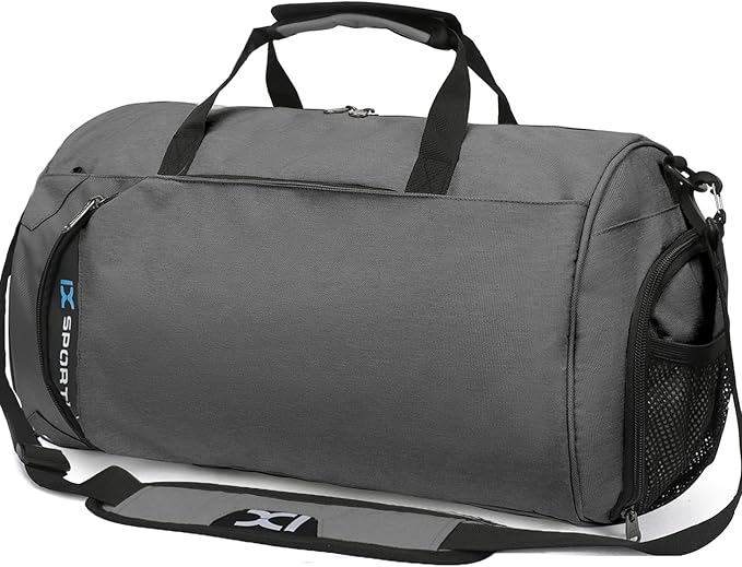 INOXTO Small Sports Gym Bag，Travel Duffel Bag with Dry Wet Pocket and Shoes Compartment for Women and Men，35L Waterproof Weekender Fitness bag For Swim Sports Travel Working Out (dark grey 2)