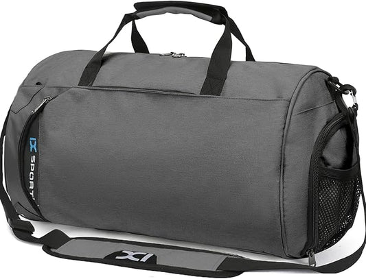 INOXTO Small Sports Gym Bag，Travel Duffel Bag with Dry Wet Pocket and Shoes Compartment for Women and Men，35L Waterproof Weekender Fitness bag For Swim Sports Travel Working Out (dark grey 2)