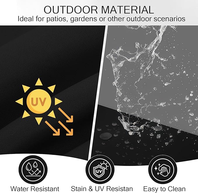 Outdoor Bench Cushion Waterproof, Tufted Bench Seat Cushion 42 x 15 Inch, Patio Wicker Indoor Seat Pads for Outside Garden Patio Balcony, Black