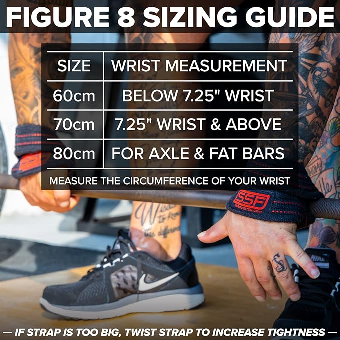 SERIOUS STEEL FITNESS Red Figure 8 Lifting Straps | Deadlift & Strongman Axle Straps - 3 Sizes