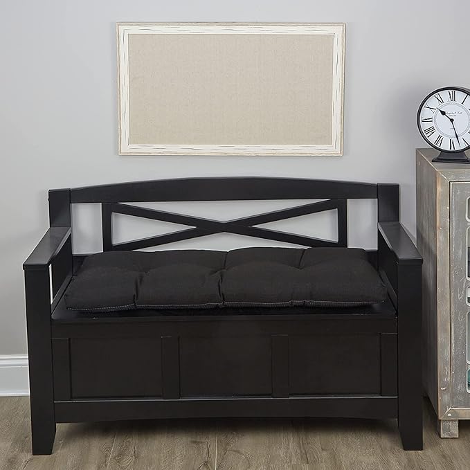 Klear Vu Corner Nook or Piano Seat Omega Non-Slip Tufted Bench Cushion for Indoor Furniture, Entryway Storage, Bay Window, 27 Inches, 02 Midnight