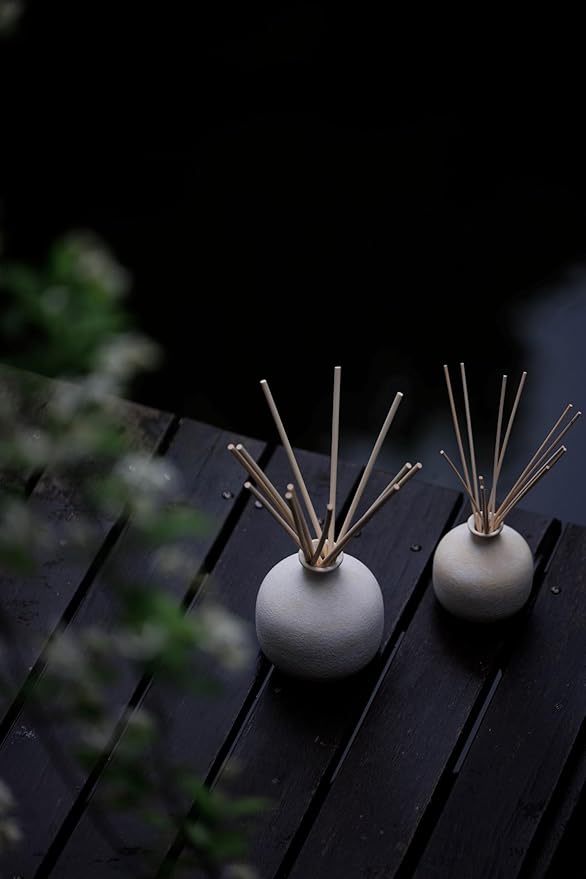 BLUEME Spiritual-Palo Santo & Vetiver, 16.91 Fl Oz Wellness Diffuser, Contains Essential Oil, Sustainable, Hand Finished, Premium, Luxury Ceramic, Natural Rattan Reeds