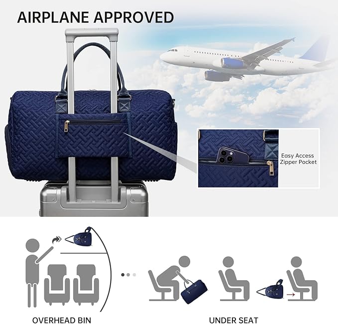 Duffle Bag for Travel, Weekender Bag with Shoe Compartment, Carry On Overnight Bag for Women with Toiletry Bag, Gym Bag with Wet Pocket, Hospital Bags for Labor and Delivery Beige