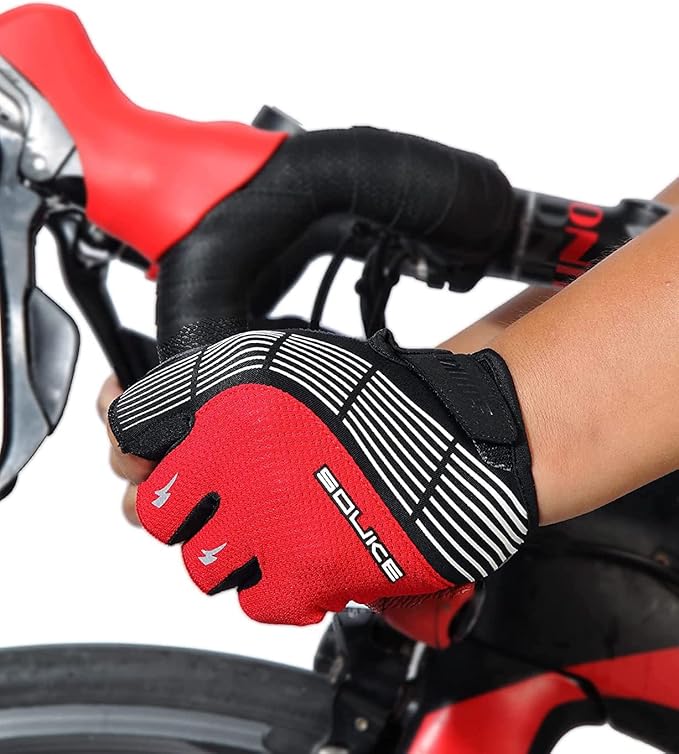 Souke Sports Cycling Bike Gloves - Padded Half Finger Bicycle Gloves with Shock-Absorbing, Anti-Slip, Breathable MTB & Road Biking Features for Men & Women