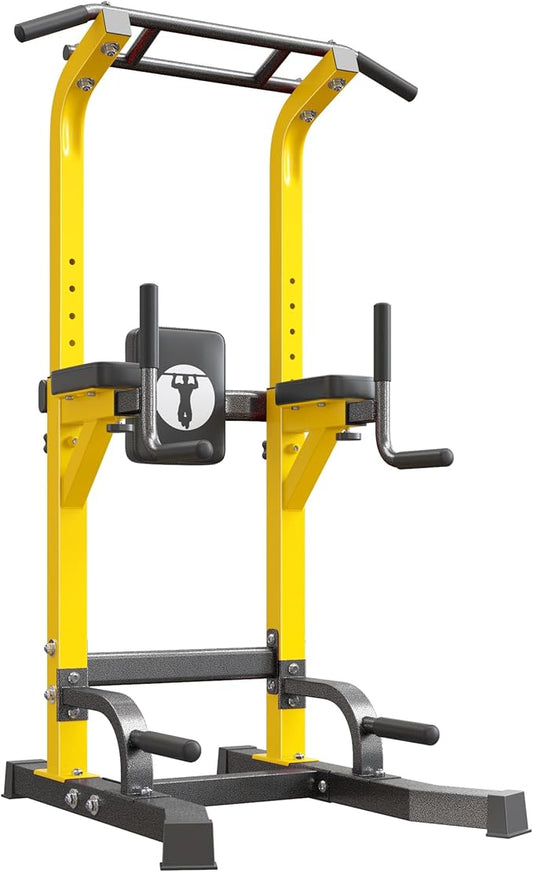 DlandHome Power Tower Pull Up Bar Station, Heavy Duty Adjustable Height for Home Gym Strength Training Equipment 330LBS Weight Capacity, Pull Up Dip Station