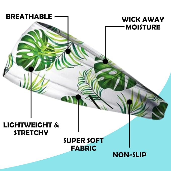 LOTUS78, Pack of 6 Wide Headbands for Women Non Slip, Fashionable Sports Hair Bands for Women's Hair, Soft Elastic Stretchy Head bands, Yoga Workout Headbands for Women Daily Fashion (Tropical)