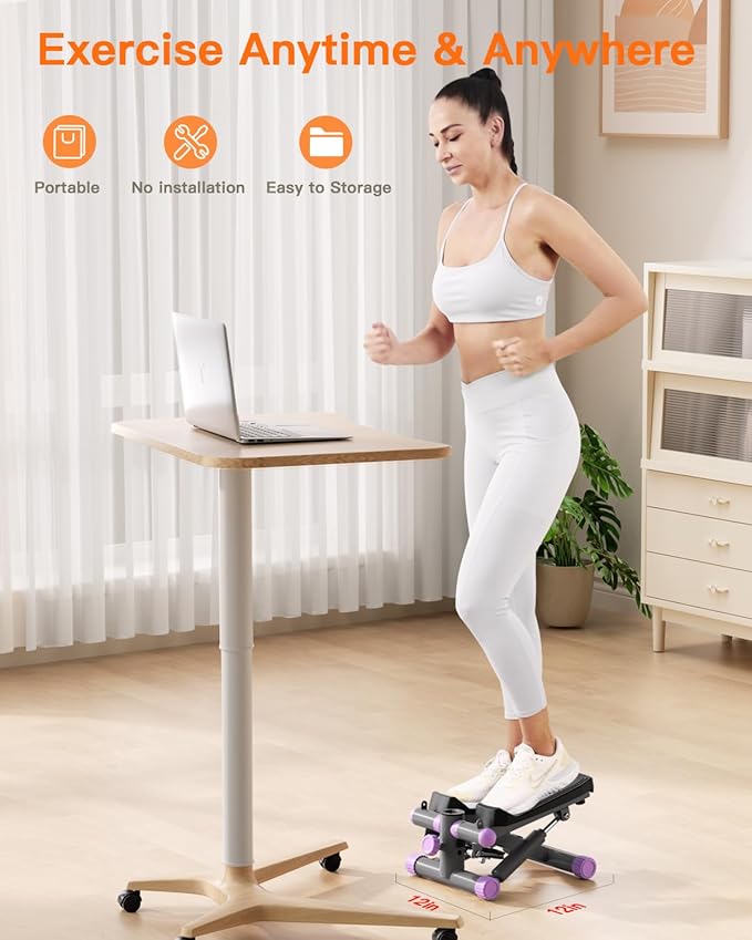 Steppers for Exercise at Home, Mini Stepper with Resistance Bands Portable Stair Stepper for Buttocks Lifting and Body Shaping