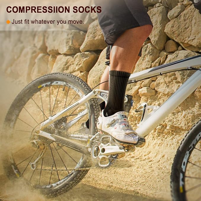 BULLIANT Compression Socks for Men 6Pairs, Athletic Crew Socks Cushioned For Men Sports Running-Arch Support