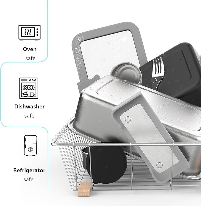 Stainless Steel Bento Box for Adult, 42oz Leak-Proof Lunch Box Containers with Adjustable Divider, Microwave-Safe, Metal Lunchbox with Glass Lid for Work Travel, Black