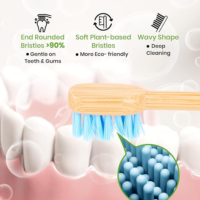 Bamboo Toothbrush Heads Compatible with Philips One by Sonicare, Soft Castor-Oil Bristles, Biodegradable Toothbrush Replacement Heads, Eco-Friendly & Daily Cleaning
