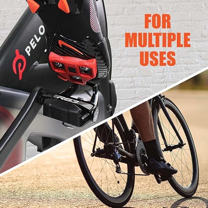 BV Bike Pedals Shimano SPD/Look Delta Compatible 9/16'' with Toe Clips - Peloton Pedals for Regular Shoes - Toe Cages for Peloton Bike - Exercise Bike Pedals - Universal Fit Bicycle Pedal