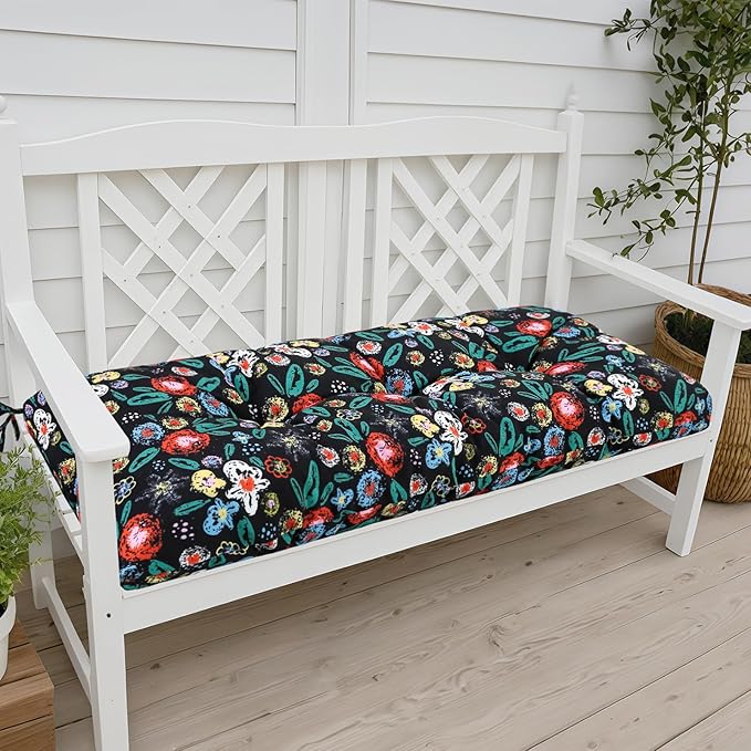 Outdoor Bench Cushion Waterproof, Tufted Bench Seat Cushion 36 x 15 Inch, Patio Wicker Indoor Seat Pads for Outside Garden Patio Balcony