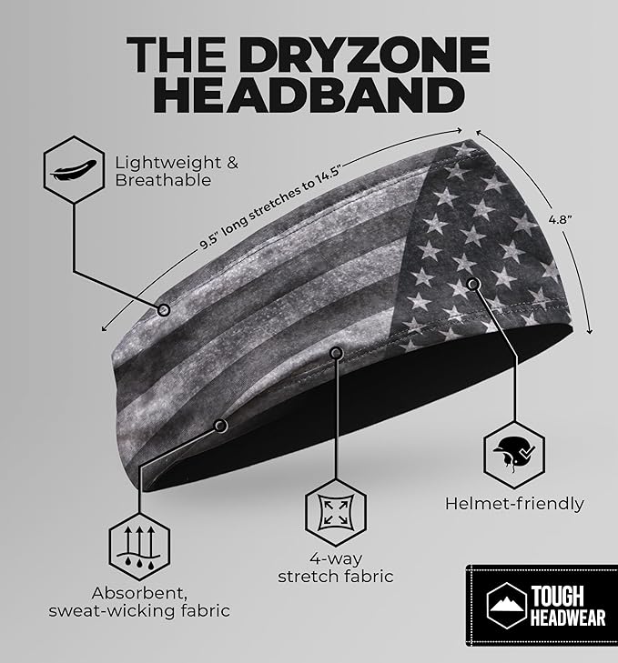 Tough Headwear Sport Headbands for Men - Workout Headbands for Women - Running Headband -Tennis Athletic Sweatband