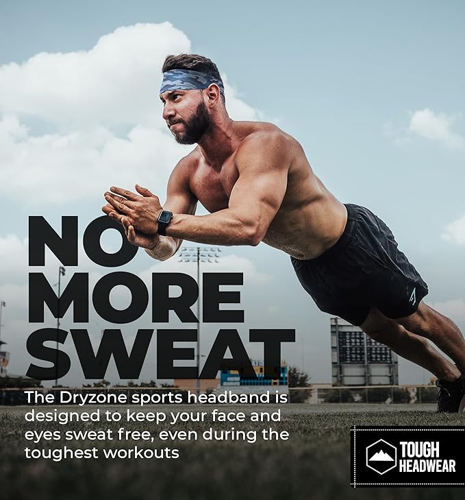 Tough Headwear Sport Headbands for Men - Workout Headbands for Women - Running Headband -Tennis Athletic Sweatband