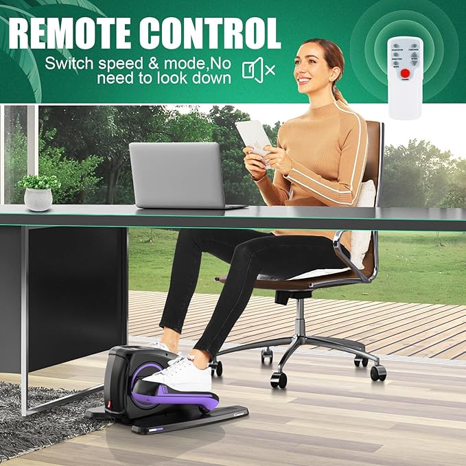 ANCHEER Under Desk Elliptical, Electric Ellipse Leg Exerciser While Sitting for Seniors Adults, Quiet Portable Motorized Seated Foot Pedal Exerciser with Remote Control for Home Office Use