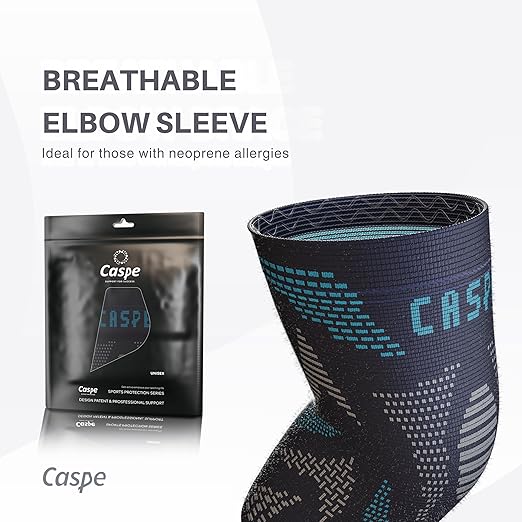 Caspe 2 Pack Elbow Compression Sleeve for Men & Women – Tennis Elbow Brace, Arm Support & Pain Relief for Tendonitis, Bursitis, Weightlifting, Golf & Sports – Breathable, Non-Slip (Blue, Large)