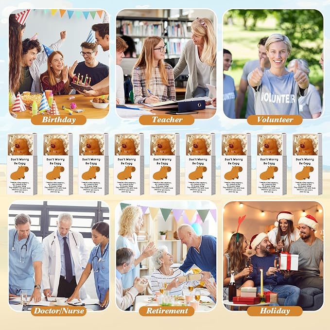 Wettarn 24 Sets Capybara Gifts Positive Stress Balls with Support Gift Boxes Inspirational Party Favors for Employee Coworker Friends Office Stress Relief Toys