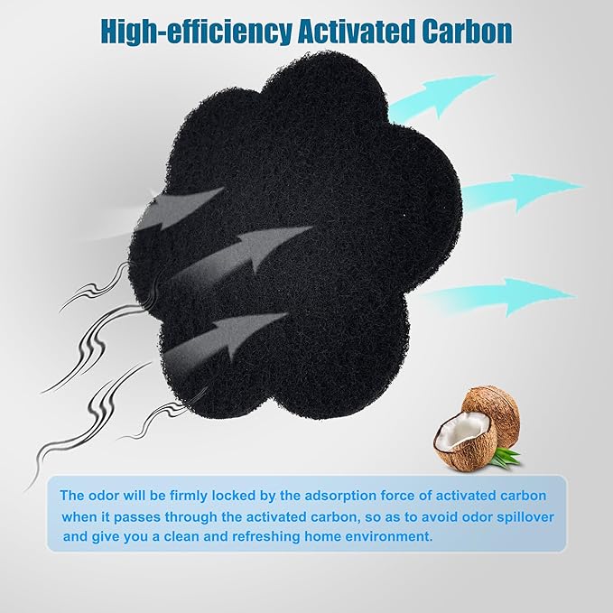 12-Pack Universal Trash Can Odor Absorbing Filters, Activated Charcoal Deodorizer for Trash Cans, Compost Buckets, Countertop and Recycle Bins (Flower)