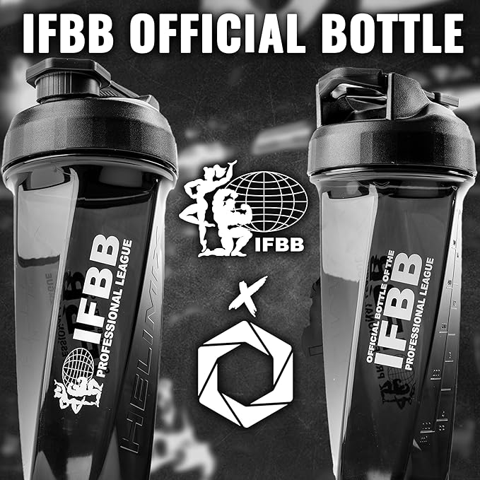 HELIMIX 2.0 IFBB Officially Licensed Vortex Blender Shaker Bottle Holds upto 28oz | No Blending Ball or Whisk | USA Made | Portable Pre Workout Whey Protein Drink Shaker Cup | Mixes Smoothies Shakes