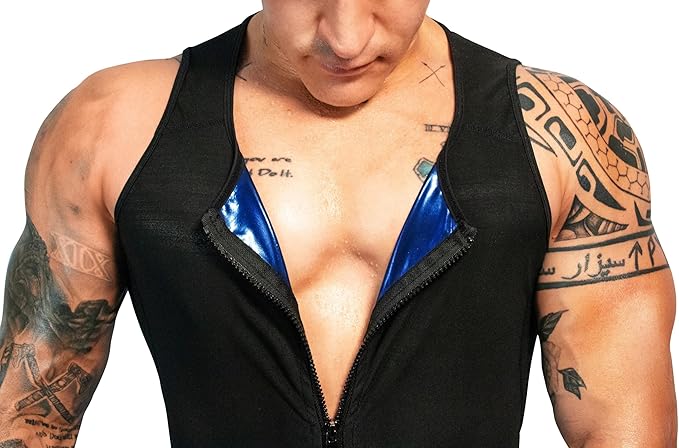 FUXERT Men's Sauna Vest Workout Sweat Tank Top Waist Trainer for Men Compression Sweat Enhancing Vest
