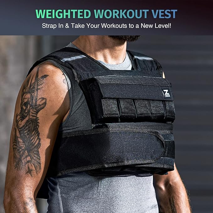 ZELUS 20lb Weighted Vest with Adjustable Weights for Exercise, Weight Vest for Men, Workout Vest for Home Workouts Cardio Strength Training Weight Loss (20lb-Sandbags)