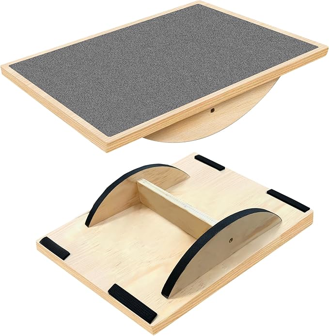 Balance Board Professional Wobble Board for Adults Anti-Slip for Physical Therapy Standing Desk Core Strength Wooden Rocker Board(350LBS)