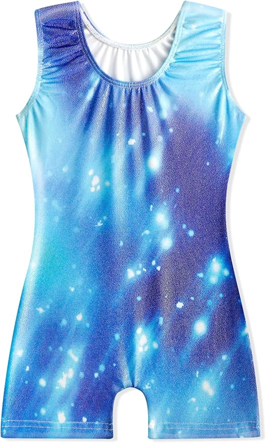 EQSJIU Leotards for Girls Gymnastics Sleeveless Sparkly Toddler Tumbling Outfits Dance Clothes Biketards for Kids 1-10 Years