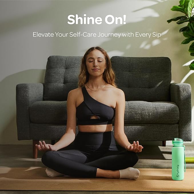 Hydracy Water Bottle with Time Marker -Large BPA Free Water Bottle & No Sweat Sleeve -Leak Proof Gym Bottle with Fruit Infuser Strainer & Times to Drink -Ideal for Fitness Sports & Outdoors