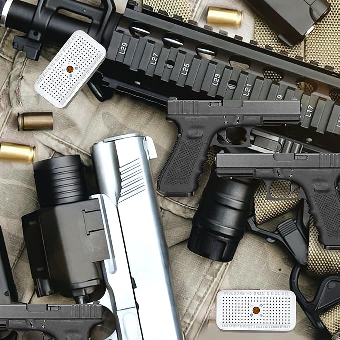 40 Gram Pack of 4 Silica Gel Canister, Gun Safe Dehumidifiers (Orange to Green), Reusable Desiccant Moisture Absorber for Car, Closet