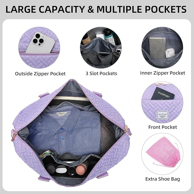 Duffle Bag for Travel, Weekender Bag with Shoe Compartment, Carry On Overnight Bag for Women with Toiletry Bag, Gym Bag with Wet Pocket, Hospital Bags for Labor and Delivery Beige