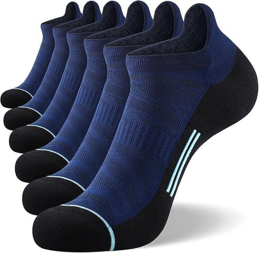 FITRELL Men's 6 Pack Ankle Running Socks Low Cut Cushioned Athletic Sports Socks 7-9/9-12/12-15