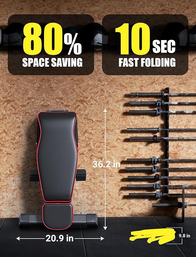 YOLEO 880LB Adjustable Weight Bench for Bench Press, MAX Foldable Weight Bench with Bench Press Stand/Extended Head for Home Gym/Full Body Workout 90 Degree Workout Bench User 6'56''(Max Version)