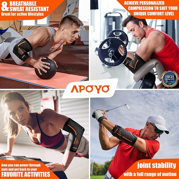 APOYO Elbow Brace for Tendonitis and Tennis Elbow, Compression Sleeve for Arthritis, Workouts, Reduce Joint Pain During Fitness Activity (XX-Large)