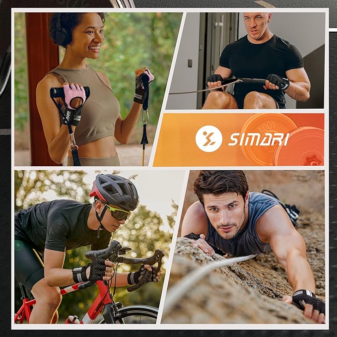SIMARI Breathable Workout Gloves for Men Women, Padded Weight Lifting Gloves with Wrist Wraps Support, Full Palm Protection, Grip for Gym Training, Fitness, Weightlifting, Exercise Fingerless Black