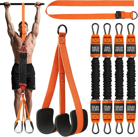 Pull Up Assistance Bands, Adjustable Heavy Duty Resistance Band for Pull Up Bar, Pull Up Assist Bands with Feet Rest for Strength Training, Home Fitness Workout Equipment, Height Adjustable