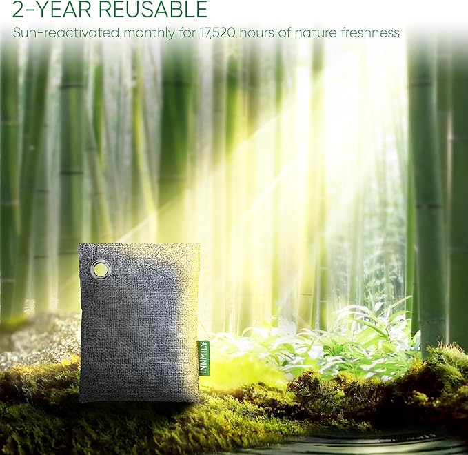 Activated Charcoal Odor Absorber, Odor Eliminator for Strong Odor,Bamboo Charcoal Air Purifying Bags for Home Car Closet Pet, Smoke Room Deodorizer (8 x 60g, Unscented)