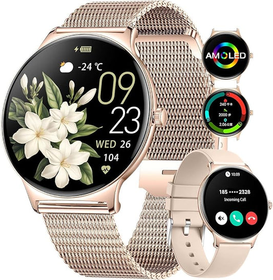 LIGE Smart Watch for Women(Dial/Answer Calls), 1.43" AMOLED HD Display, 100+ Sports Modes Fitness Tracker Watch, 5ATM Waterproof/IP68/Sleep Smartwatch Womens, Ladies Smart Watches for iOS Android